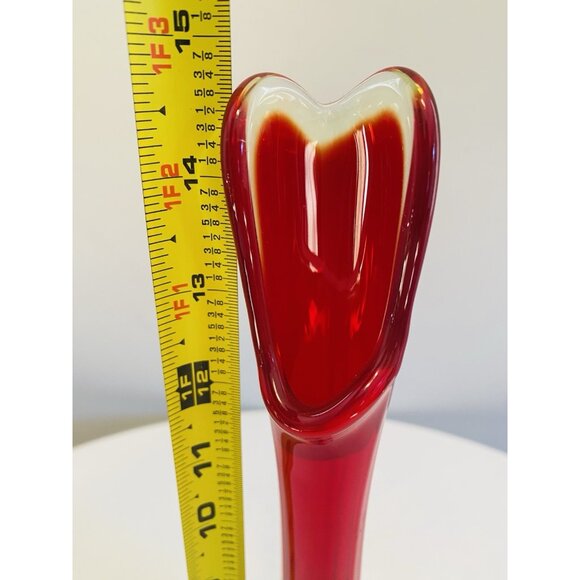 Vintage Viking Epic Drape Amberina Swung Glass Vase 14 3/4" Red Art Glass Vase - Picture 6 of 10